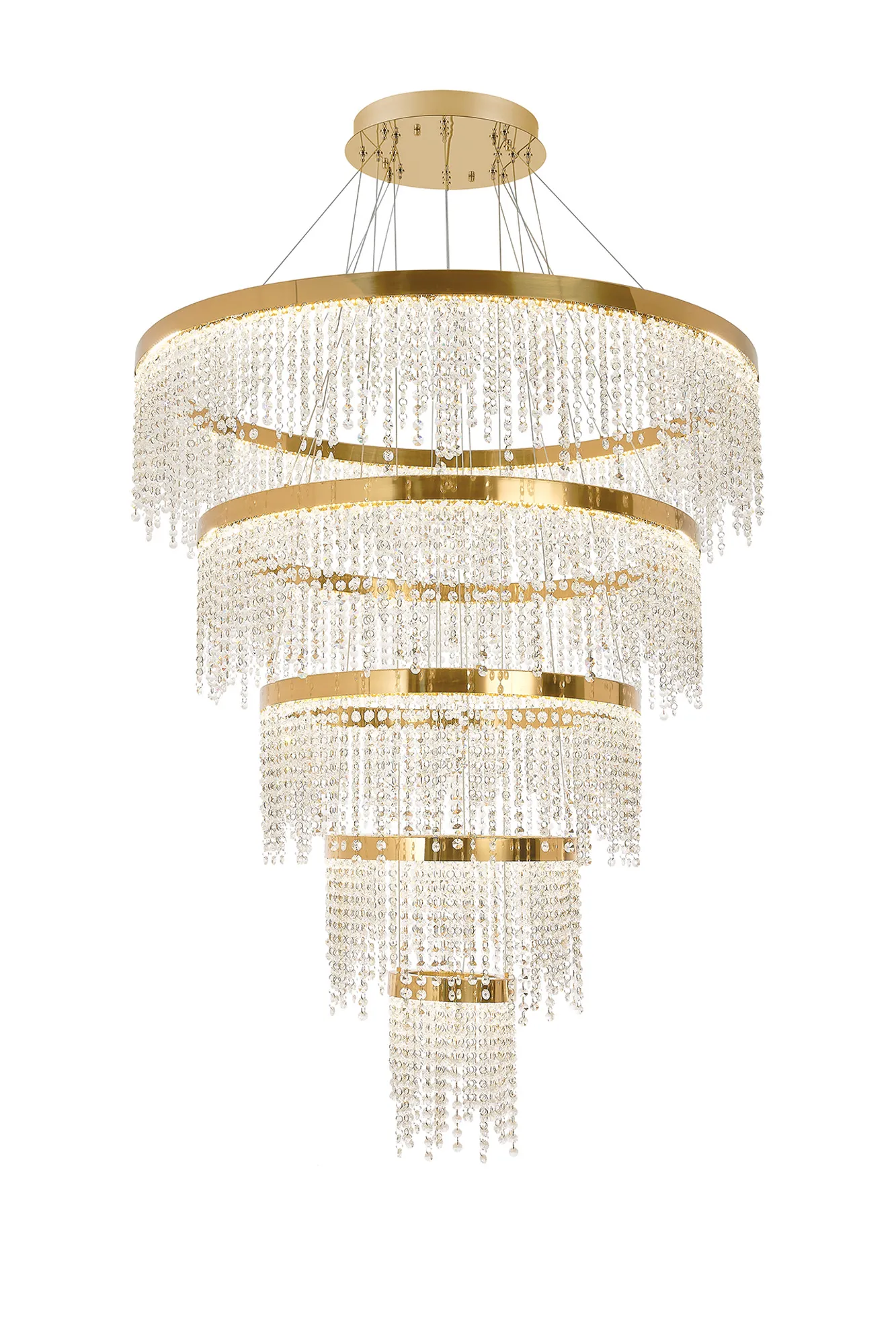 IL32917  Bano Round 5 Tier DImmable Pendant 150W French Gold